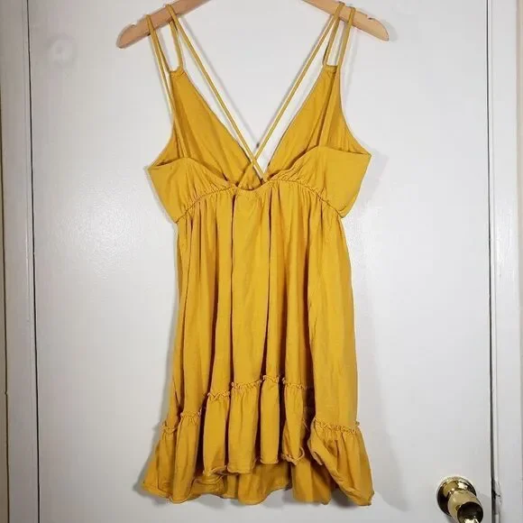 ASOS Yellow Strappy Summer 100% Cotton Sun Dress Size 8 - Picture 6 of 6